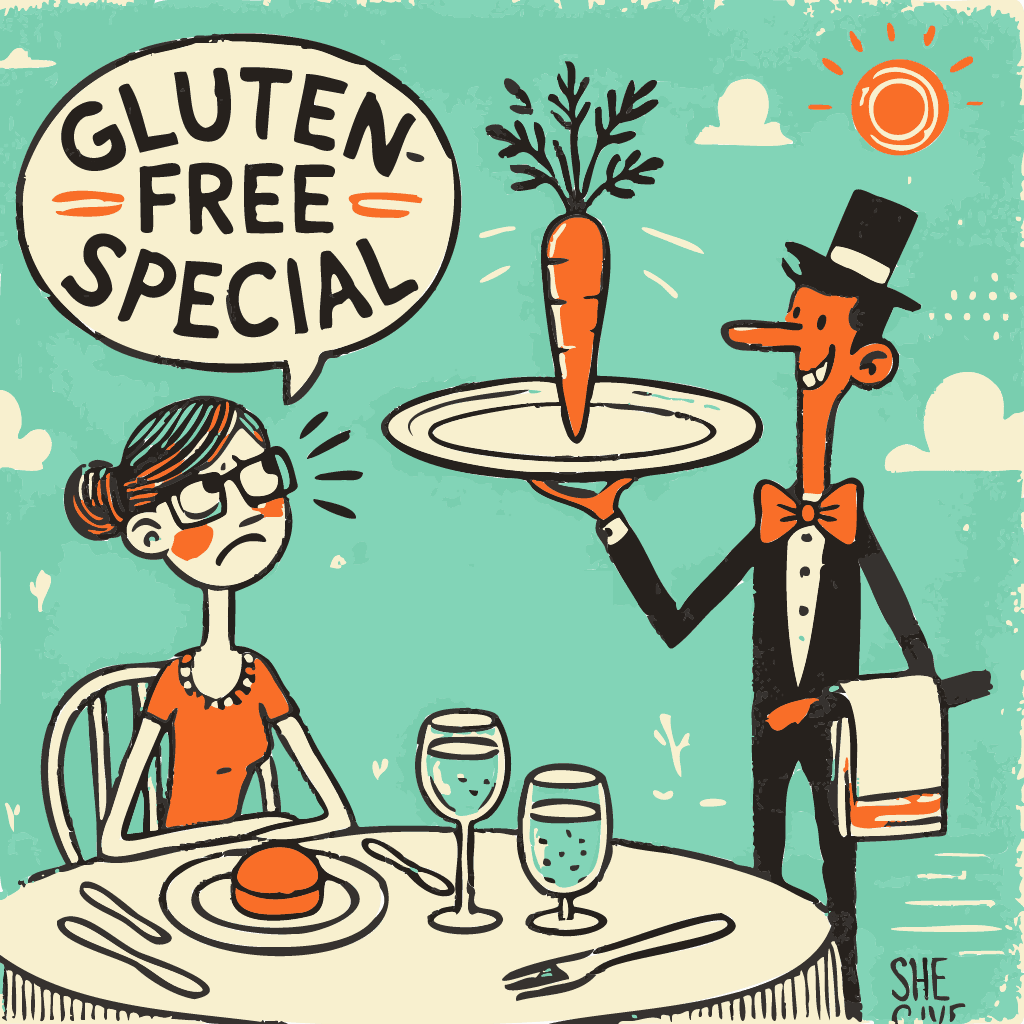 Absurd tag doodle for food-restriction quips