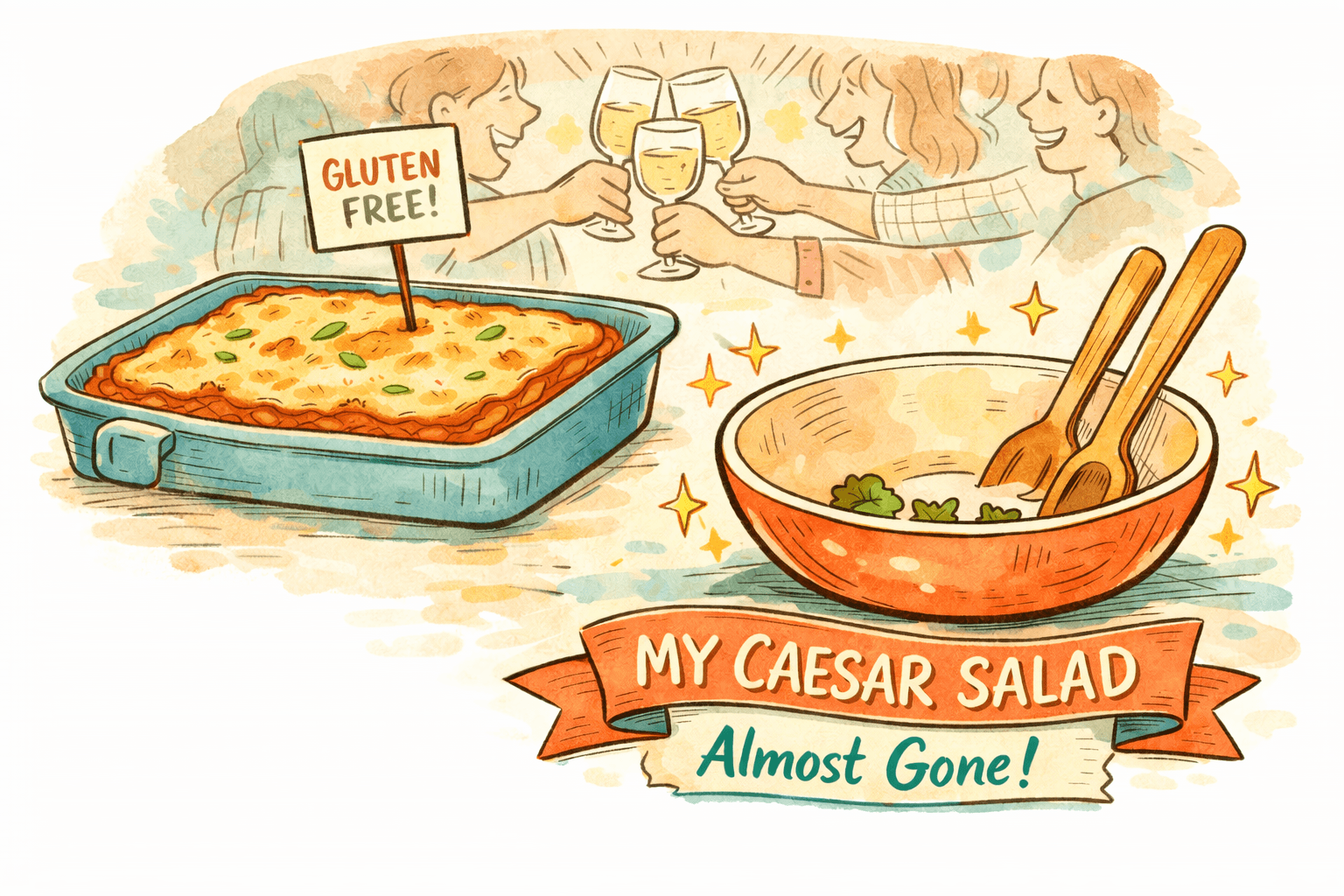 Housewarming table with a standout Caesar salad bowl